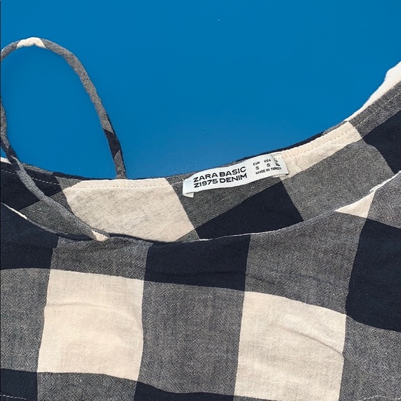 Zara Gingham Plaid Ruffle One Shoulder Tank Top S - Picture 2 of 5